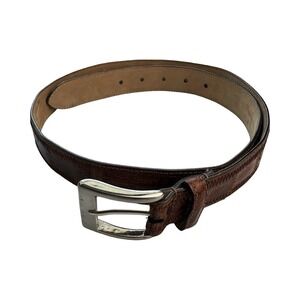 Bespoke Brown Genuine Crocodile Silver Color Buckle Mens Belt Size 36 NEW OTHER
